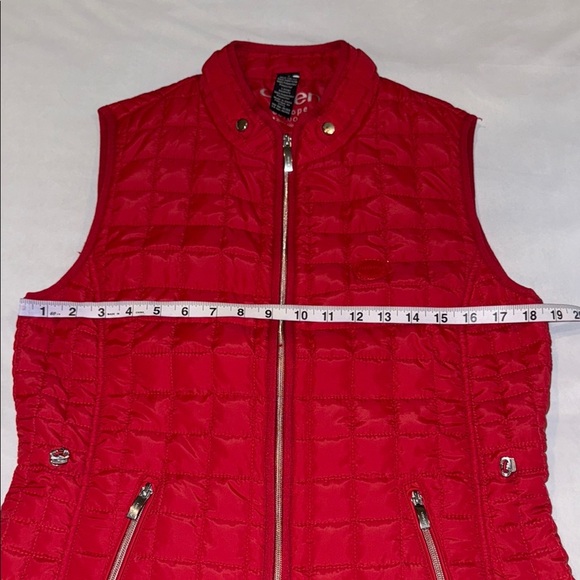 Olsen Europe Quilted Vest Red Sporty Design Classy Women's Size 10 - Picture 10 of 16